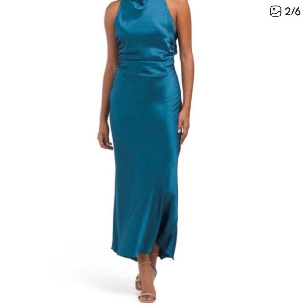 NWOT House of Harlow teal satin dress